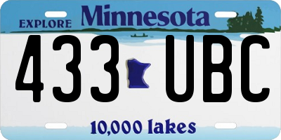 MN license plate 433UBC
