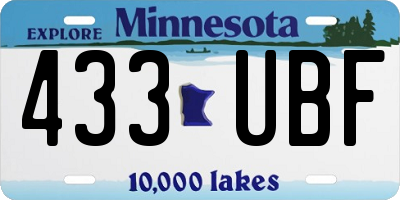 MN license plate 433UBF