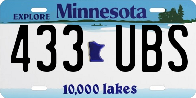 MN license plate 433UBS