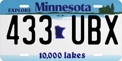 MN license plate 433UBX