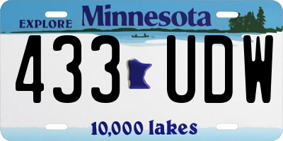 MN license plate 433UDW