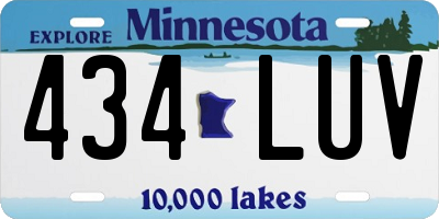 MN license plate 434LUV