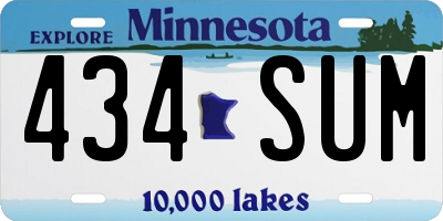 MN license plate 434SUM