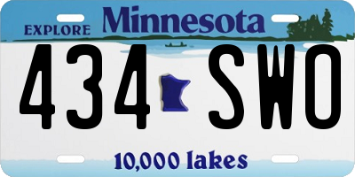MN license plate 434SWO
