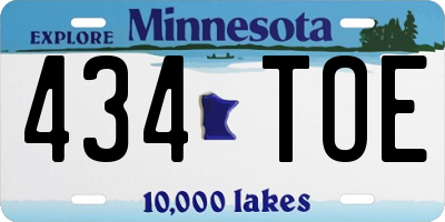 MN license plate 434TOE