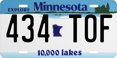 MN license plate 434TOF