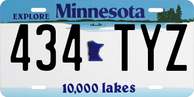 MN license plate 434TYZ