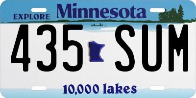 MN license plate 435SUM