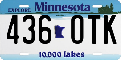 MN license plate 436OTK