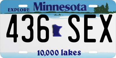 MN license plate 436SEX