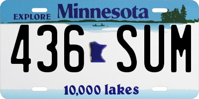MN license plate 436SUM