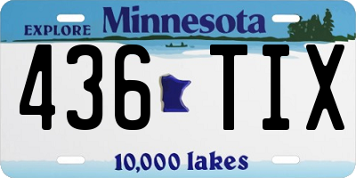 MN license plate 436TIX