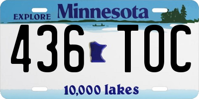 MN license plate 436TOC