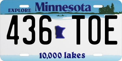 MN license plate 436TOE