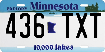 MN license plate 436TXT