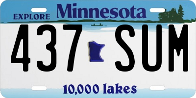 MN license plate 437SUM