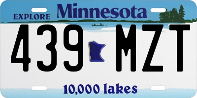 MN license plate 439MZT