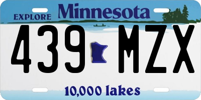 MN license plate 439MZX