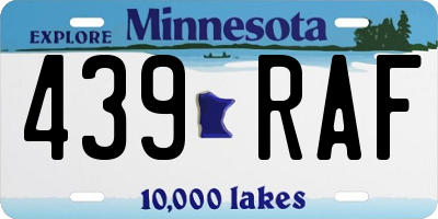 MN license plate 439RAF