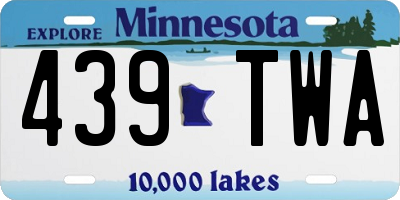 MN license plate 439TWA