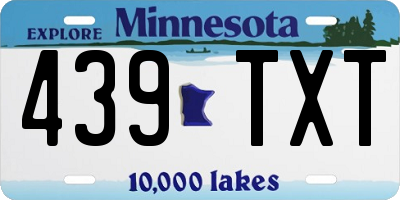 MN license plate 439TXT