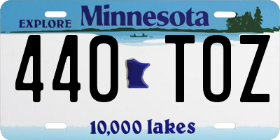 MN license plate 440TOZ