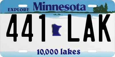 MN license plate 441LAK