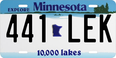 MN license plate 441LEK