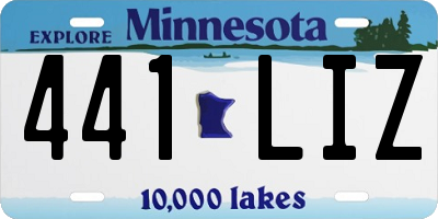 MN license plate 441LIZ