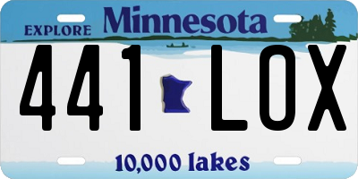 MN license plate 441LOX