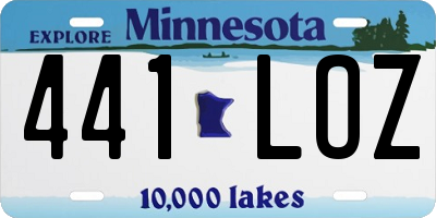 MN license plate 441LOZ