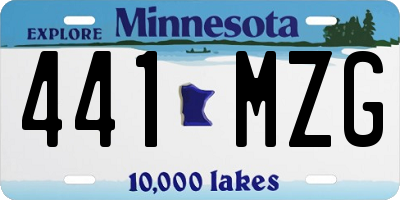 MN license plate 441MZG