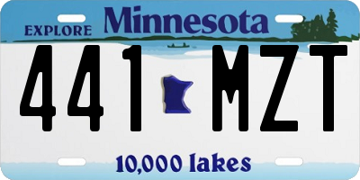 MN license plate 441MZT