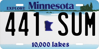 MN license plate 441SUM