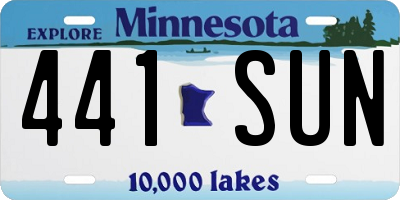 MN license plate 441SUN