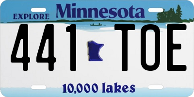 MN license plate 441TOE