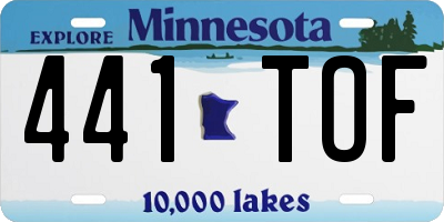 MN license plate 441TOF