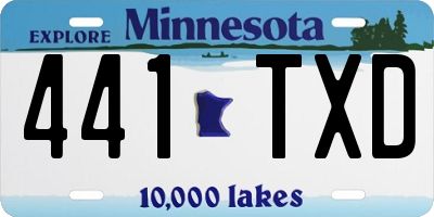 MN license plate 441TXD