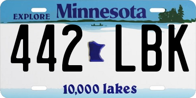 MN license plate 442LBK