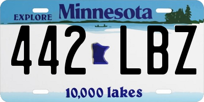 MN license plate 442LBZ