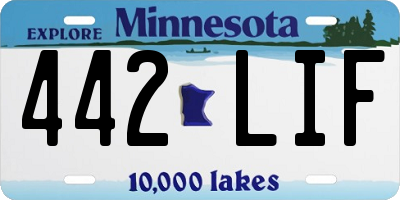 MN license plate 442LIF