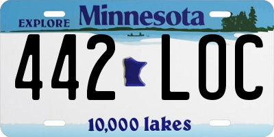 MN license plate 442LOC