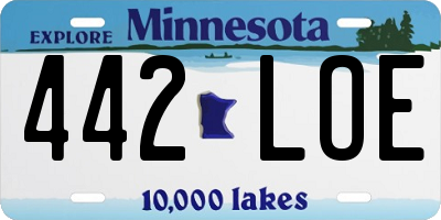 MN license plate 442LOE