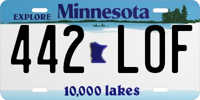 MN license plate 442LOF