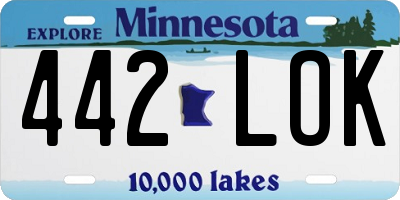 MN license plate 442LOK