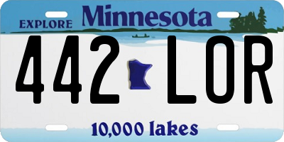 MN license plate 442LOR