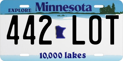 MN license plate 442LOT