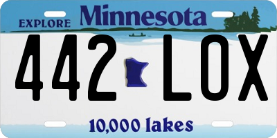MN license plate 442LOX