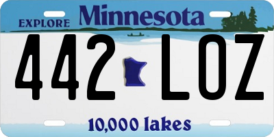 MN license plate 442LOZ