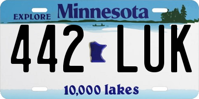 MN license plate 442LUK